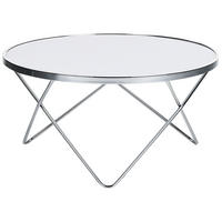 COUCHTISCH weiß/silber 80 cm MERIDIAN Meridian - Silberfarben/Weiß, Glas (80/80/40cm) - Beliani