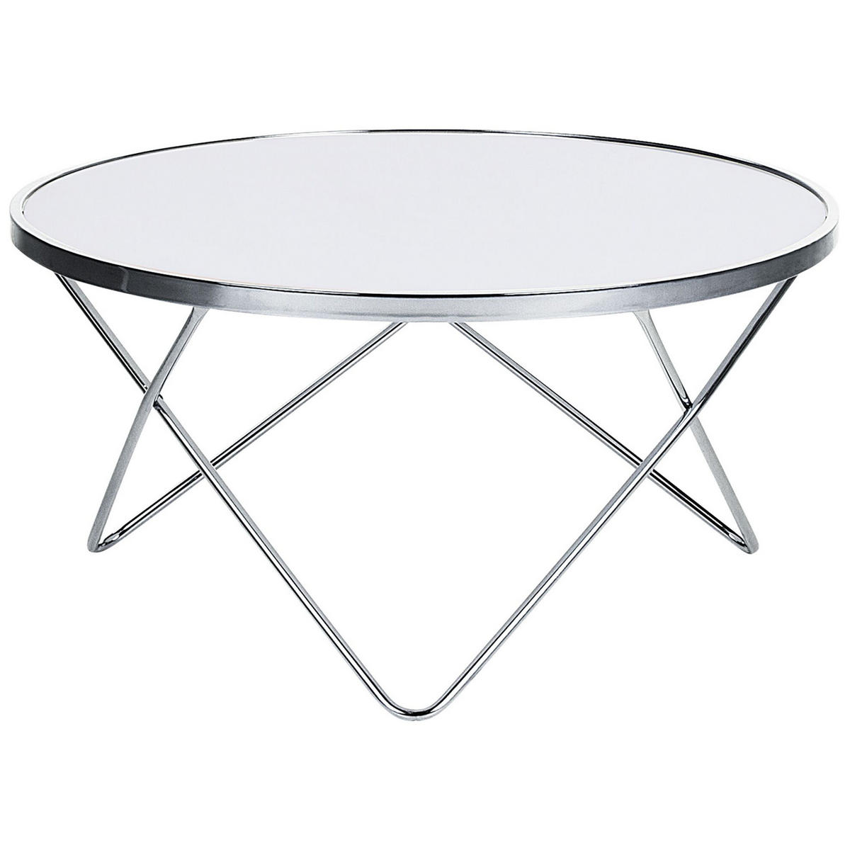 COUCHTISCH weiß/silber 80 cm MERIDIAN Meridian - Silberfarben/Weiß, Glas (80/80/40cm) - Beliani