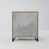 SIDEBOARD CONCRETE ZIG ZAG, Eichefarben, 57,5x42x67,5 cm, Schwarze Metall-Rahmenfüße - Eichefarben/Multicolor, Holzwerkstoff/Metall (57.5/67.5/42cm) - SpaceRebels