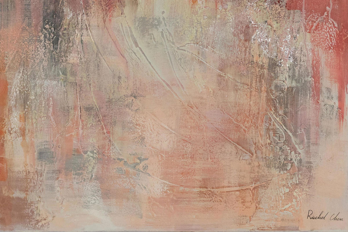 ACRYLBILD HANDGEMALT 80/120 cm - Pink/Rot, Holz/Textil (2.16/120cm) - KUNSTLOFT