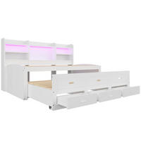 POLSTERBETT aus Spanplatte und MDF 90x200 cm in Weiß mit LED & USB-Typ-C - Weiß, Holzwerkstoff (90/200cm) - Modfu
