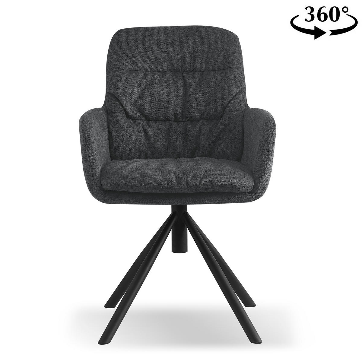 ARMLEHNSTUHL CAZAR Anthrazit - Anthrazit, Textil/Metall (57/90/68cm) - B&D Home