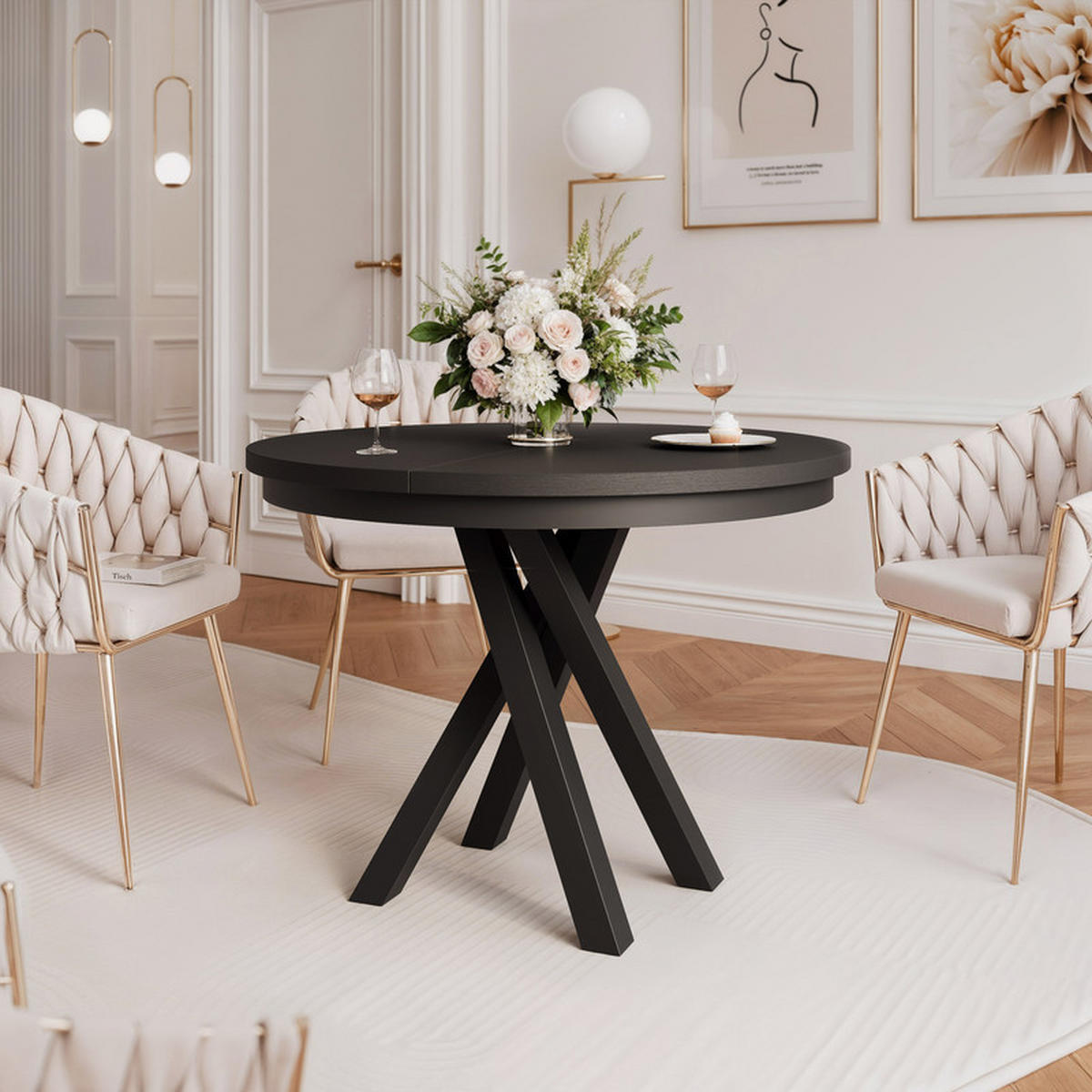 AUSZIEHTISCH LORIEN 100/140/75 cm Schwarz - Schwarz, Holzwerkstoff/Metall (100/100/75cm) - Idohome