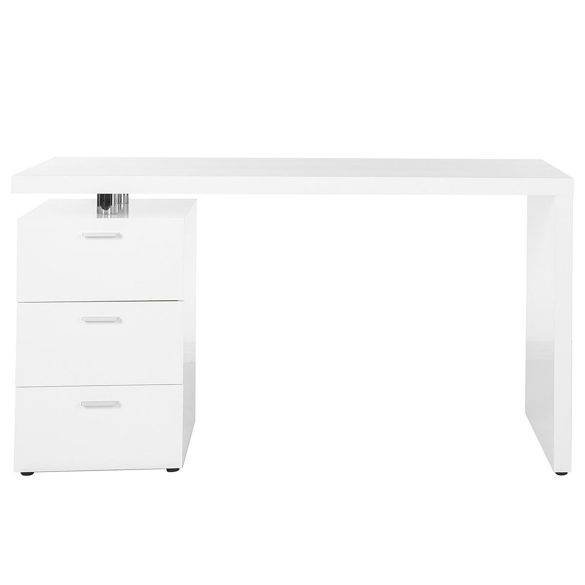 SCHREIBTISCH - Hochglanz Weiß - Weiß Hochglanz, Holzwerkstoff (65/140/76cm) - home24