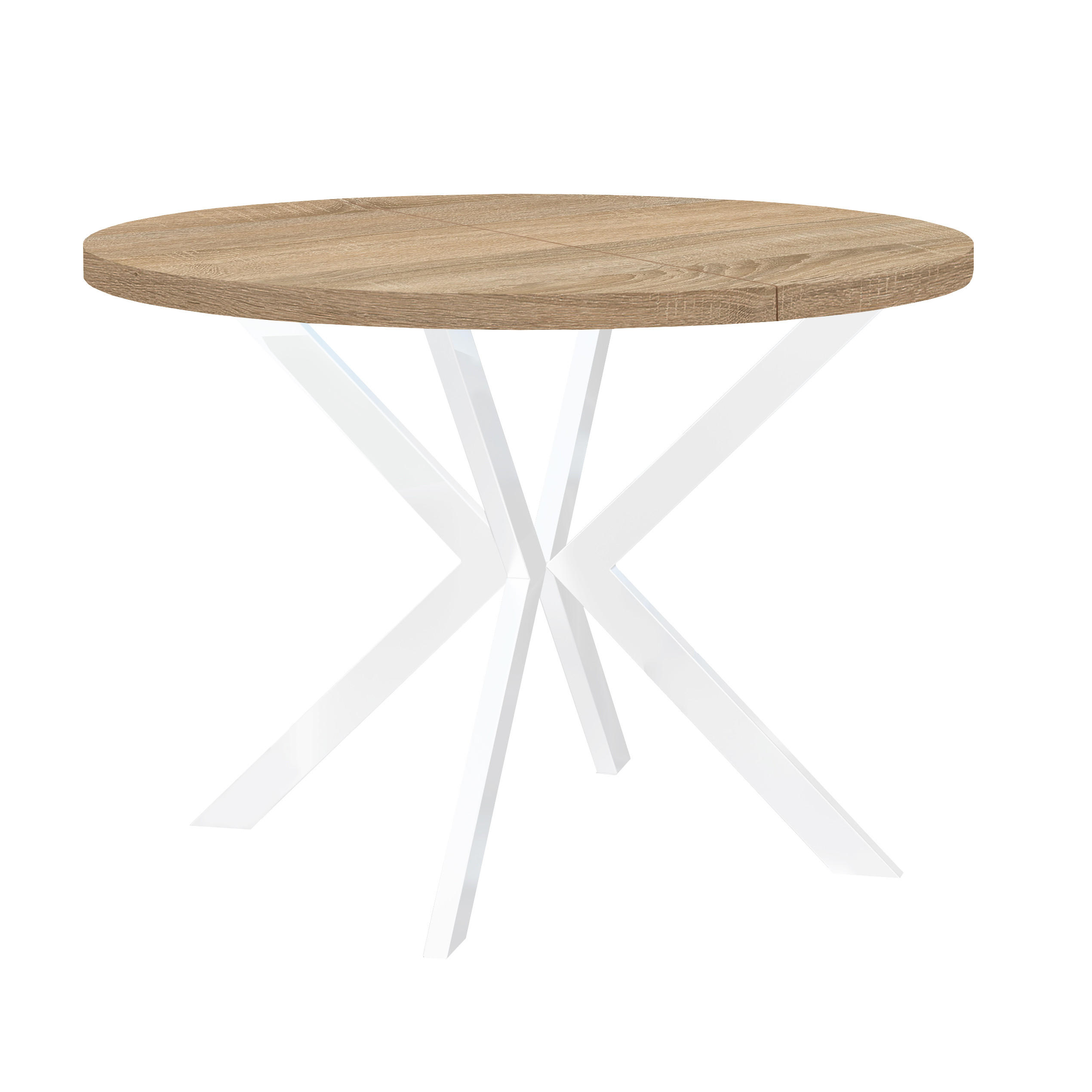 ESSTISCH ENDIK, Durchmesser: 100 / 200 cm, Farbe: Eiche Sonoma / Weiß - Weiß/Sonoma Eiche, Holz (200/100/77cm) - Dekori_Interiors