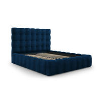 BETT mit Bettkasten und Kopfteil Mamaia aus Samt königsblau 140x200cm - Blau, Textil (140/200cm) - Micadoni