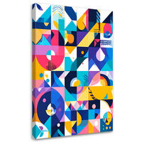 LEINWANDBILD Bauhaus farbenfrohe Abstraktion 60x90cm - Multicolor, Textil (60/90cm) - Feeby