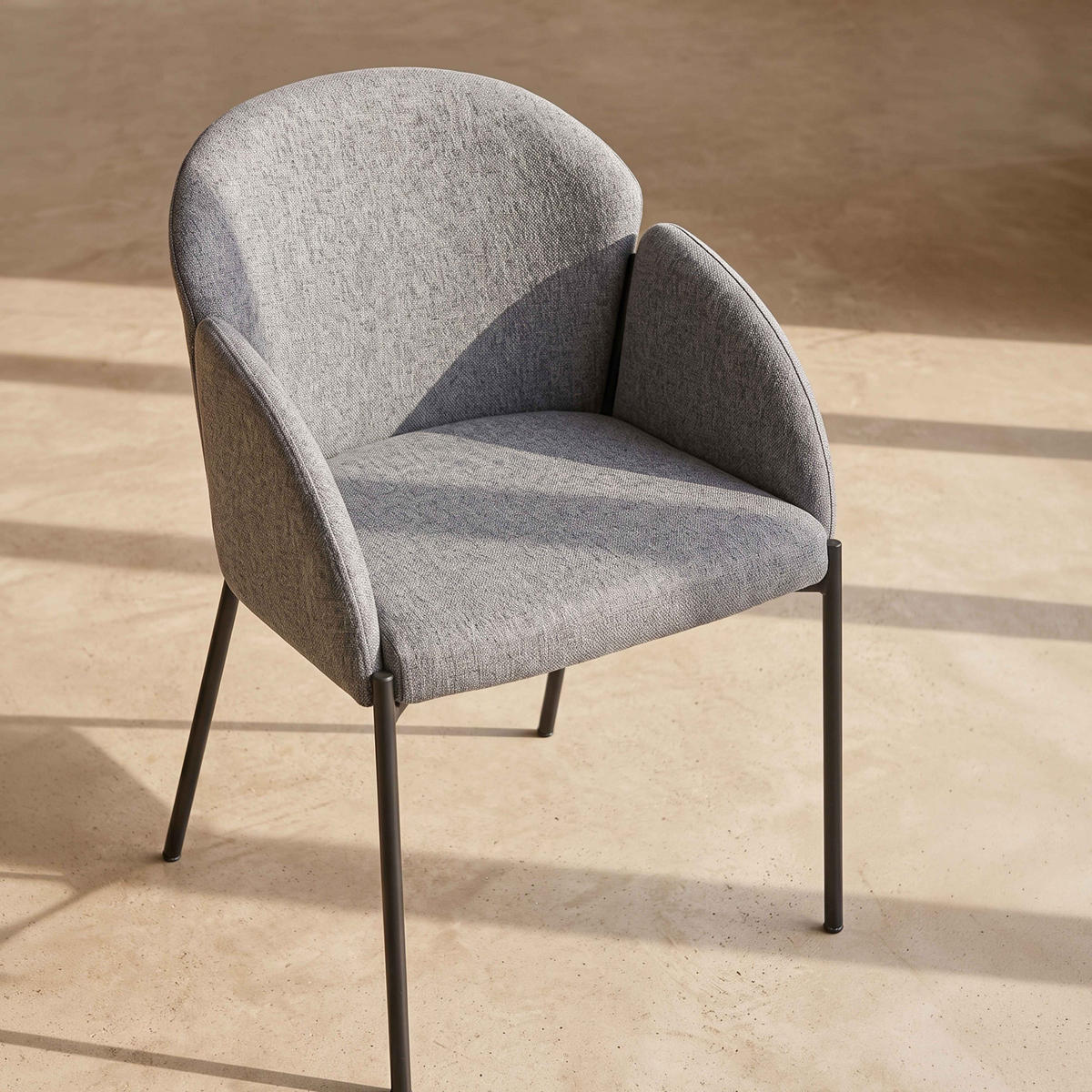 STÜHLE 2-tlg., Grau - Grau, Textil/Metall (70/78/60cm) - Oviala