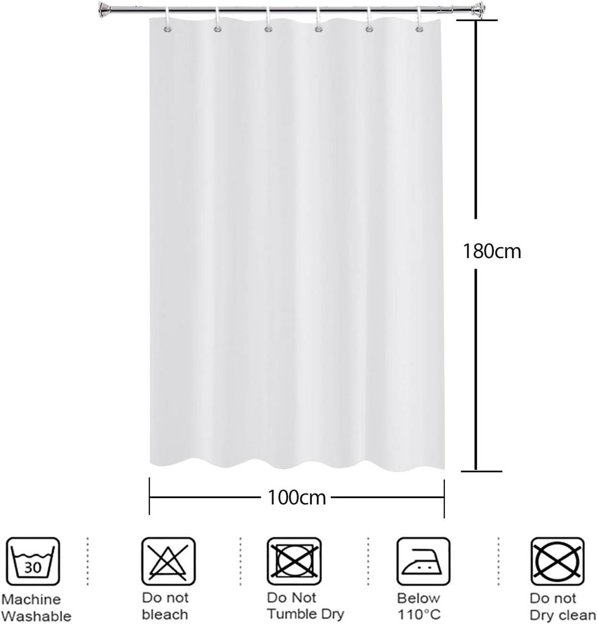 DUSCHVORHANG Weiß 100/180 cm Wasserabweisend Schimmelresistent - Weiß, Kunststoff (100/180cm) - MCBOSON
