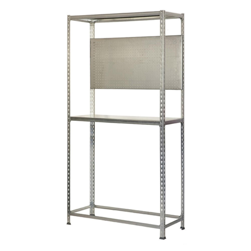 REIFENREGAL mit Arbeitsfläche Metal Shark NO.4 HxBxT 200 x 120 x 40 cm 6 Reifen Verzinkt - Silberfarben, Metall (120/200/40cm) - PROREGAL