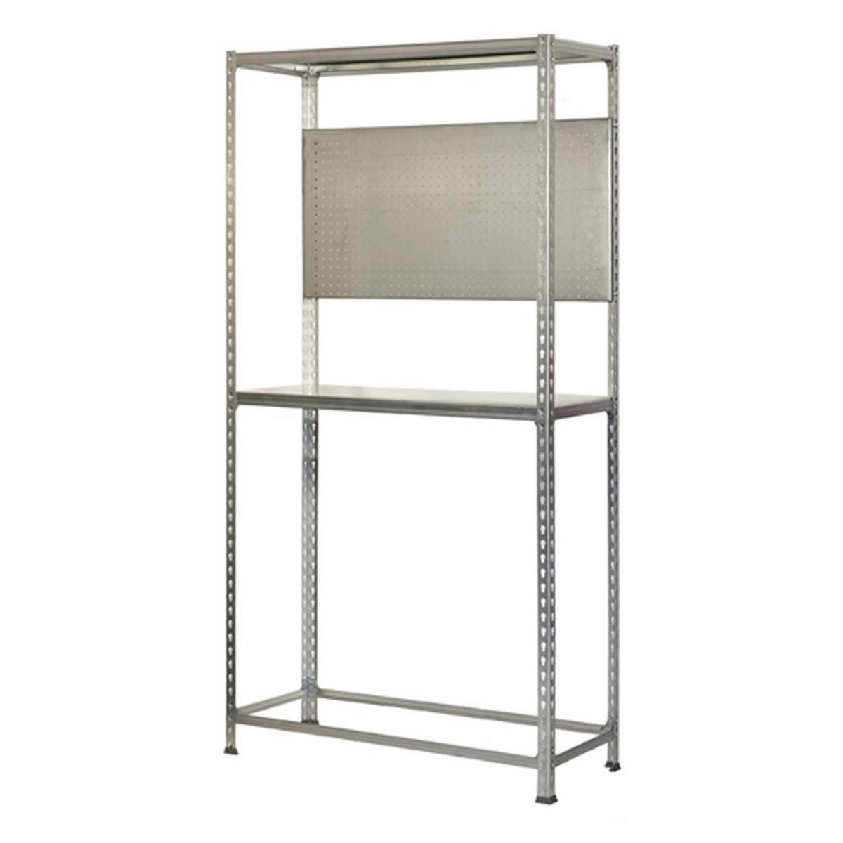 REIFENREGAL mit Arbeitsfläche Metal Shark NO.4 HxBxT 200 x 120 x 40 cm 6 Reifen Verzinkt - Silberfarben, Metall (120/200/40cm) - PROREGAL