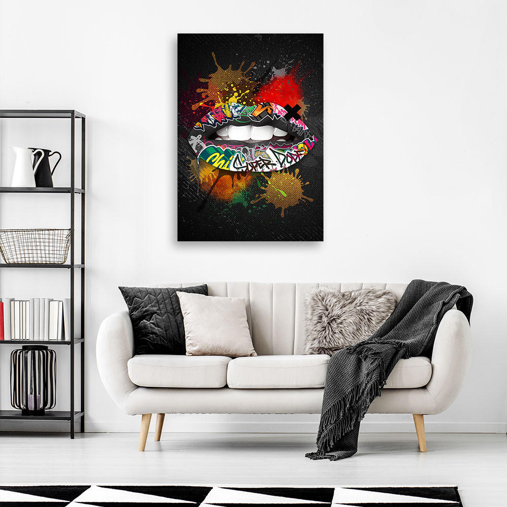 LEINWANDBILD Mund Pop Art 40x60cm - Multicolor, Textil (40/60cm) - Feeby