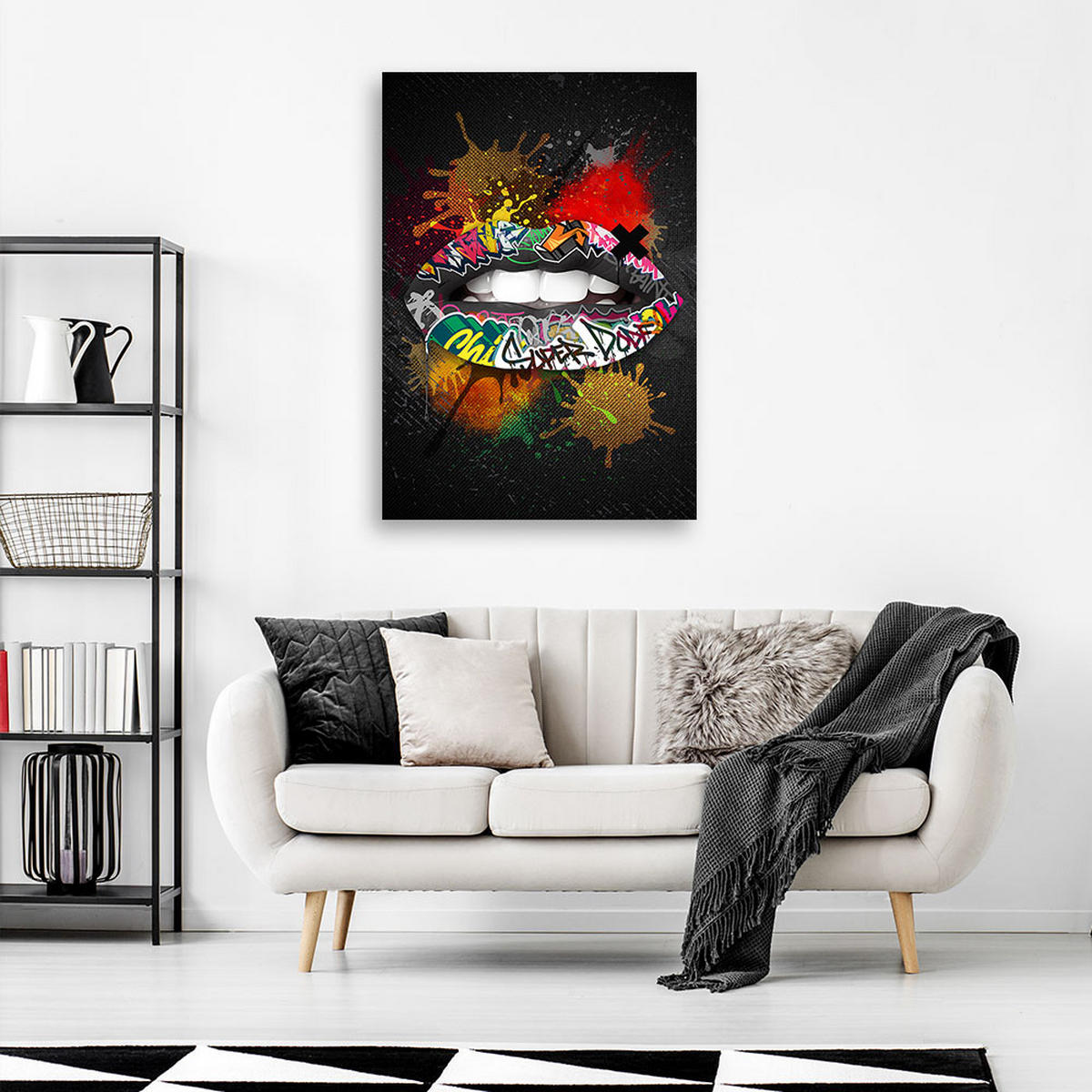 LEINWANDBILD Mund Pop Art - Multicolor, Textil (80/120cm) - Feeby