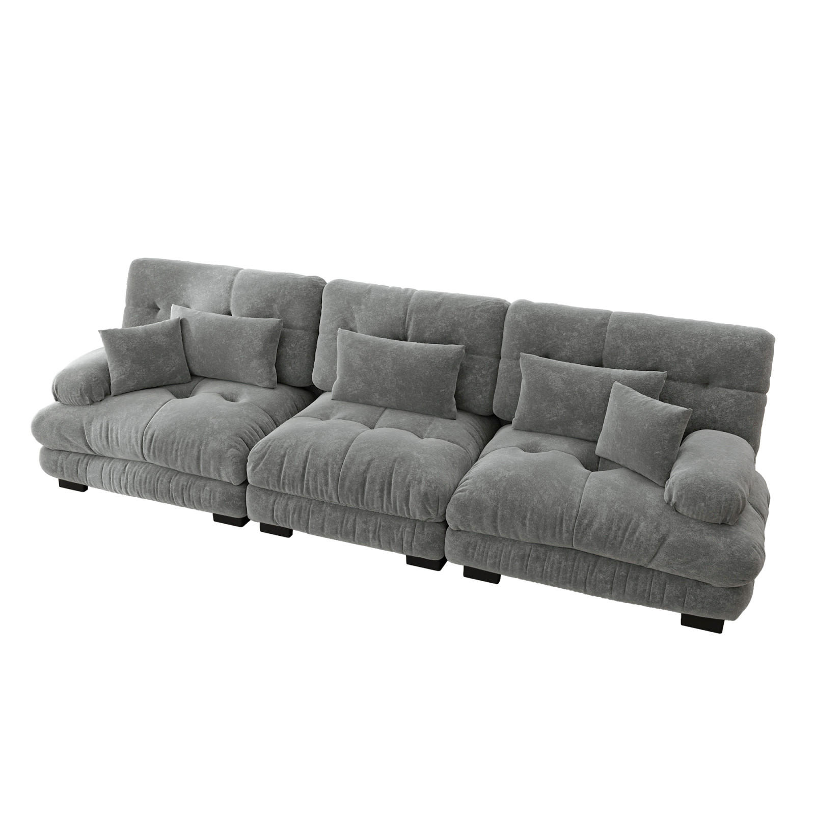 SCHLAFSOFA 3-Sitzer aus Chenille mit Tiefsitz, Grau - Grau, Textil (313/81/77cm)