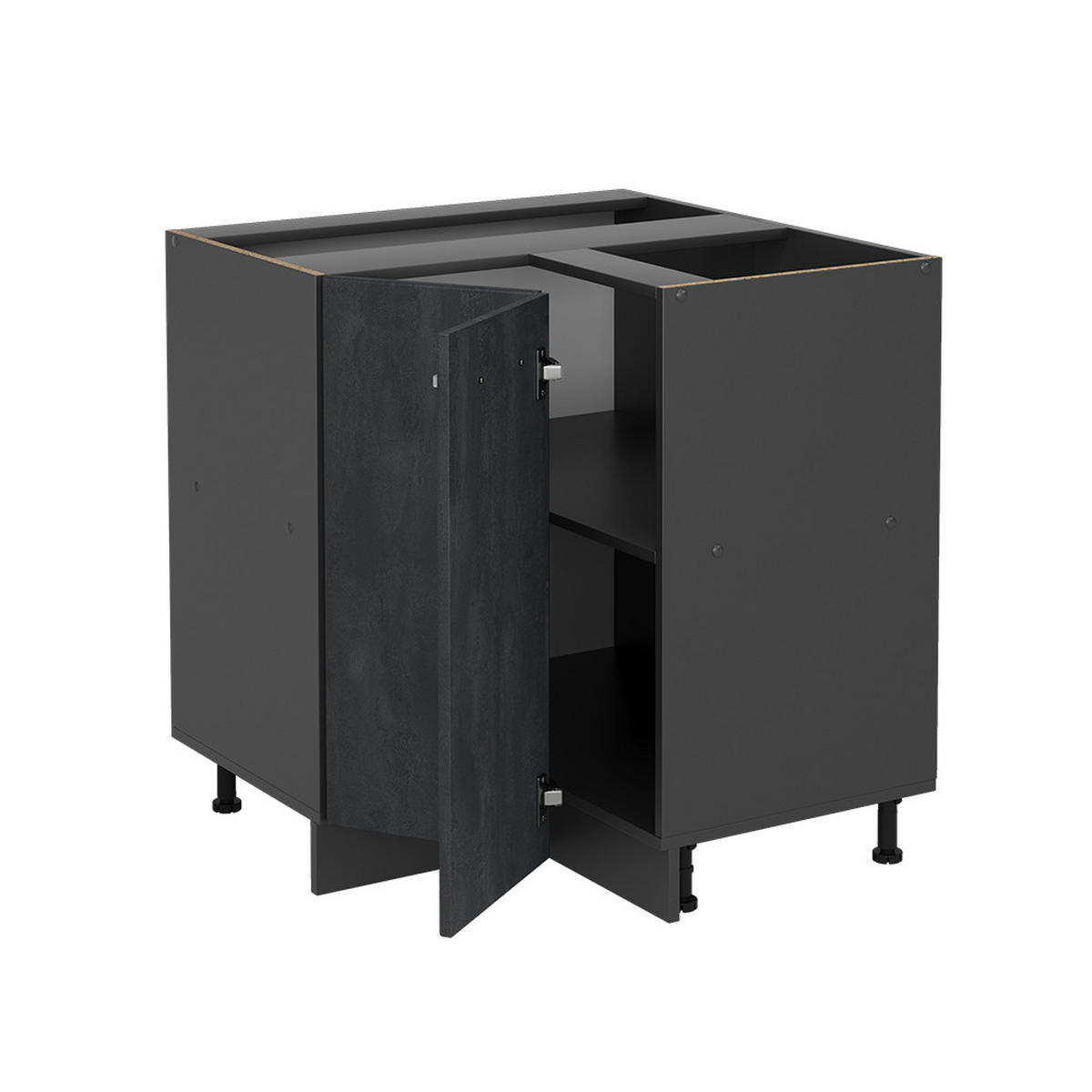 ECKUNTERSCHRANK R-Line Schwarz Beton 75.6 cm ohne AP - Anthrazit/Schwarz, Holzwerkstoff (75.6/81.6/46cm) - Vicco