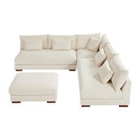 SOFA - 7 Personen - samt - beige Sperone - Beige, Holz/Textil (275/85/275cm) - Vente-Unique
