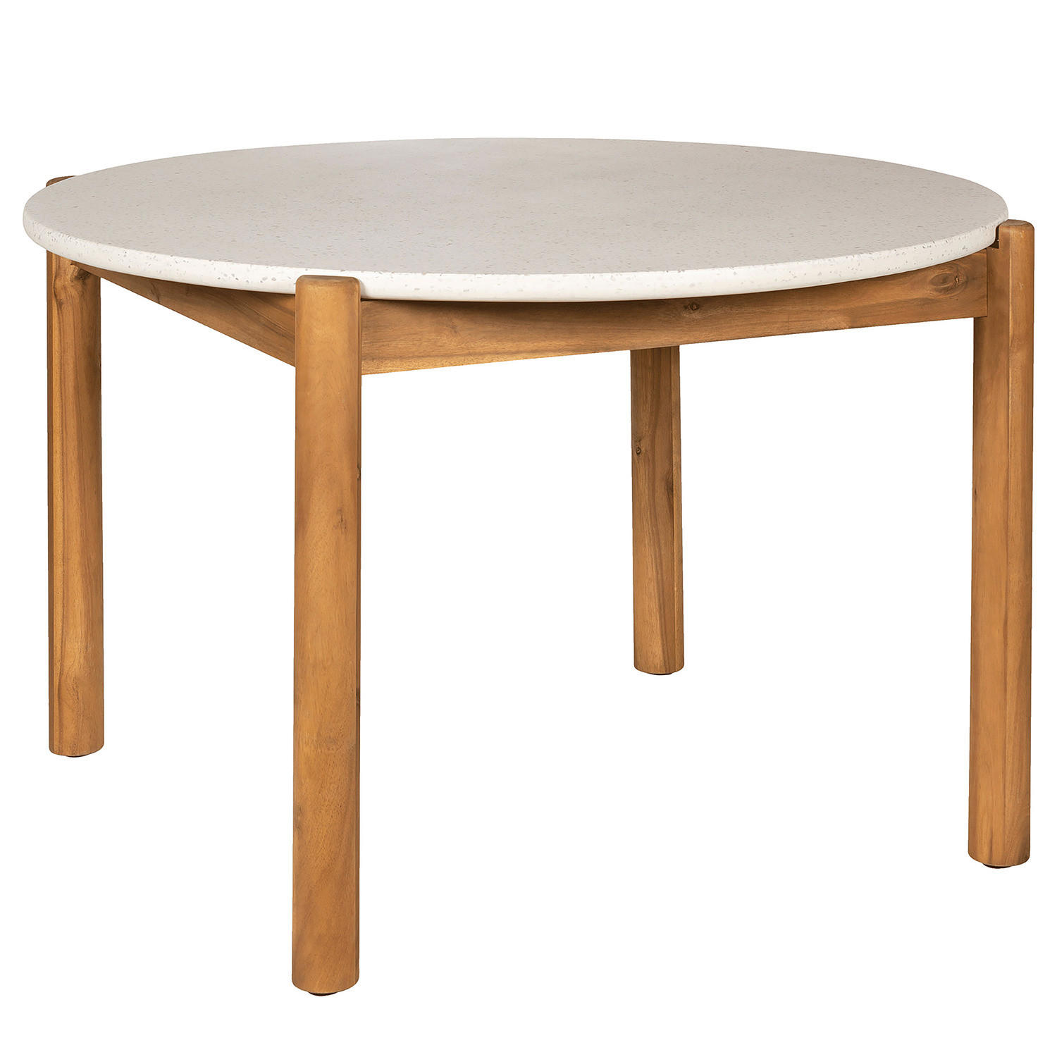 GARTENTISCH - Braun - Weiß - Beton - 120 x 76 x 120 cm - Weiß/Braun, Holz/Stein (120/120/76cm) - home24