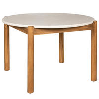 GARTENTISCH - Braun - Weiß - Beton - 120 x 76 x 120 cm - Weiß/Braun, Holz/Stein (120/120/76cm) - home24