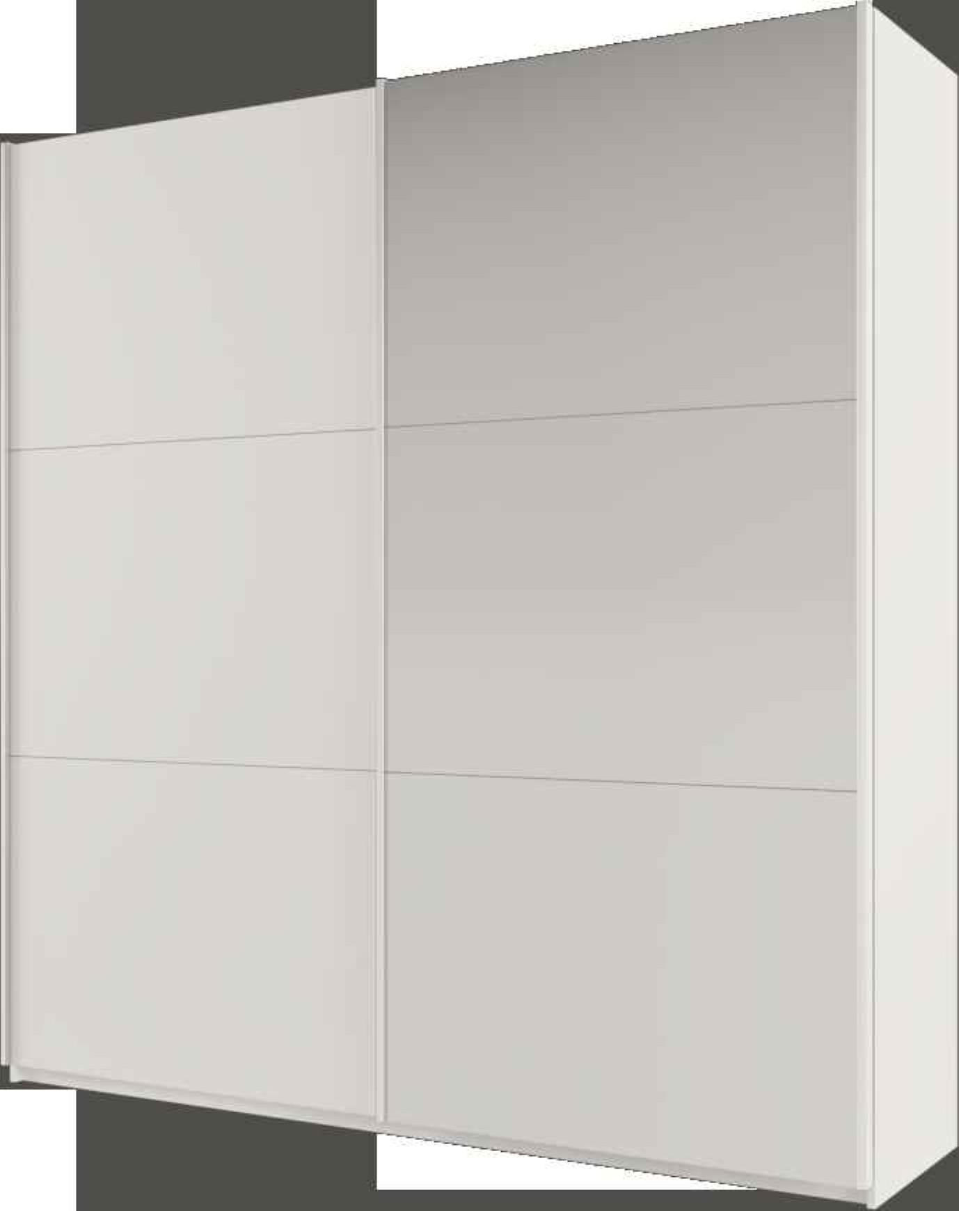 SCHWEBETÜRENSCHRANK ORIANNA 225/244/65 cm 2-türig mit Spiegel Weiß - Weiß, Holzwerkstoff (225/244/65cm) - MASSENO