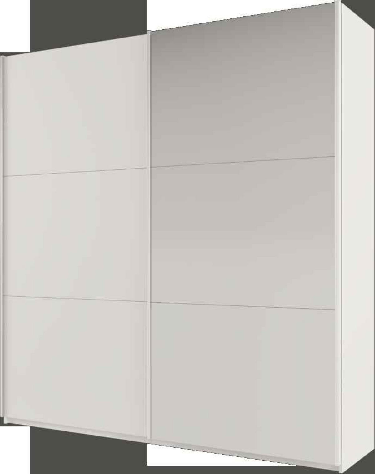 SCHWEBETÜRENSCHRANK ORIANNA 225/244/65 cm 2-türig mit Spiegel Weiß - Weiß, Holzwerkstoff (225/244/65cm) - MASSENO