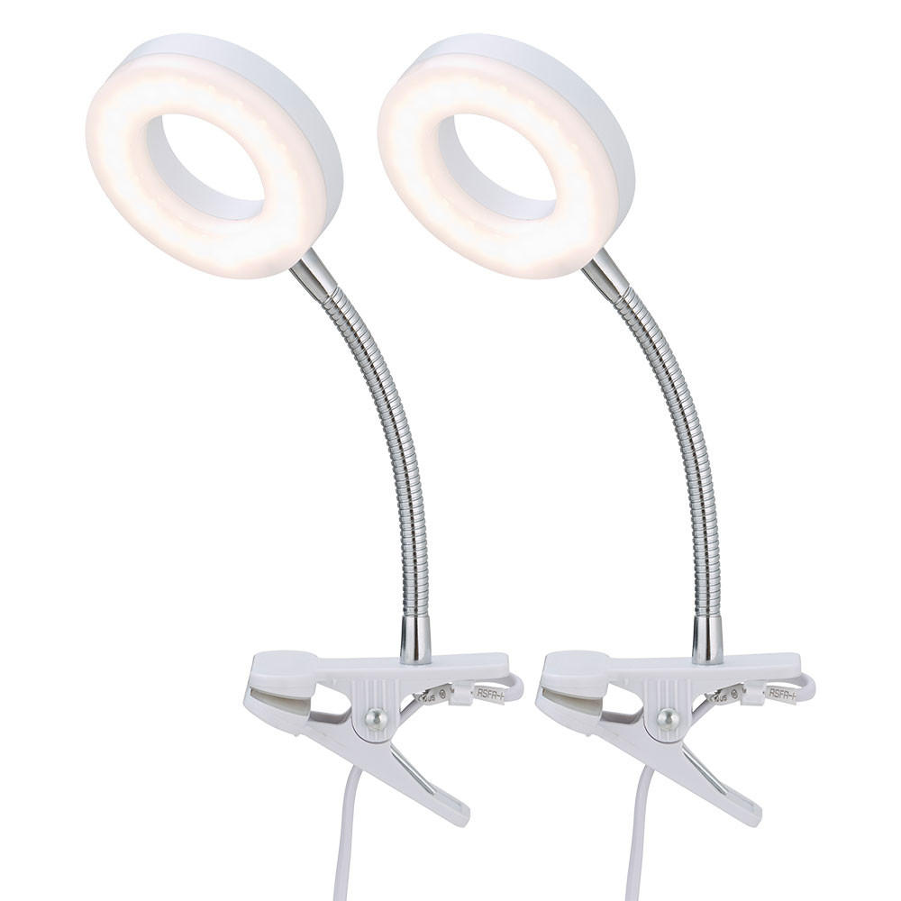 LED TISCHLEUCHTE Metall Weiß beweglich 2er Set - Weiß, Kunststoff (9/9/21cm)