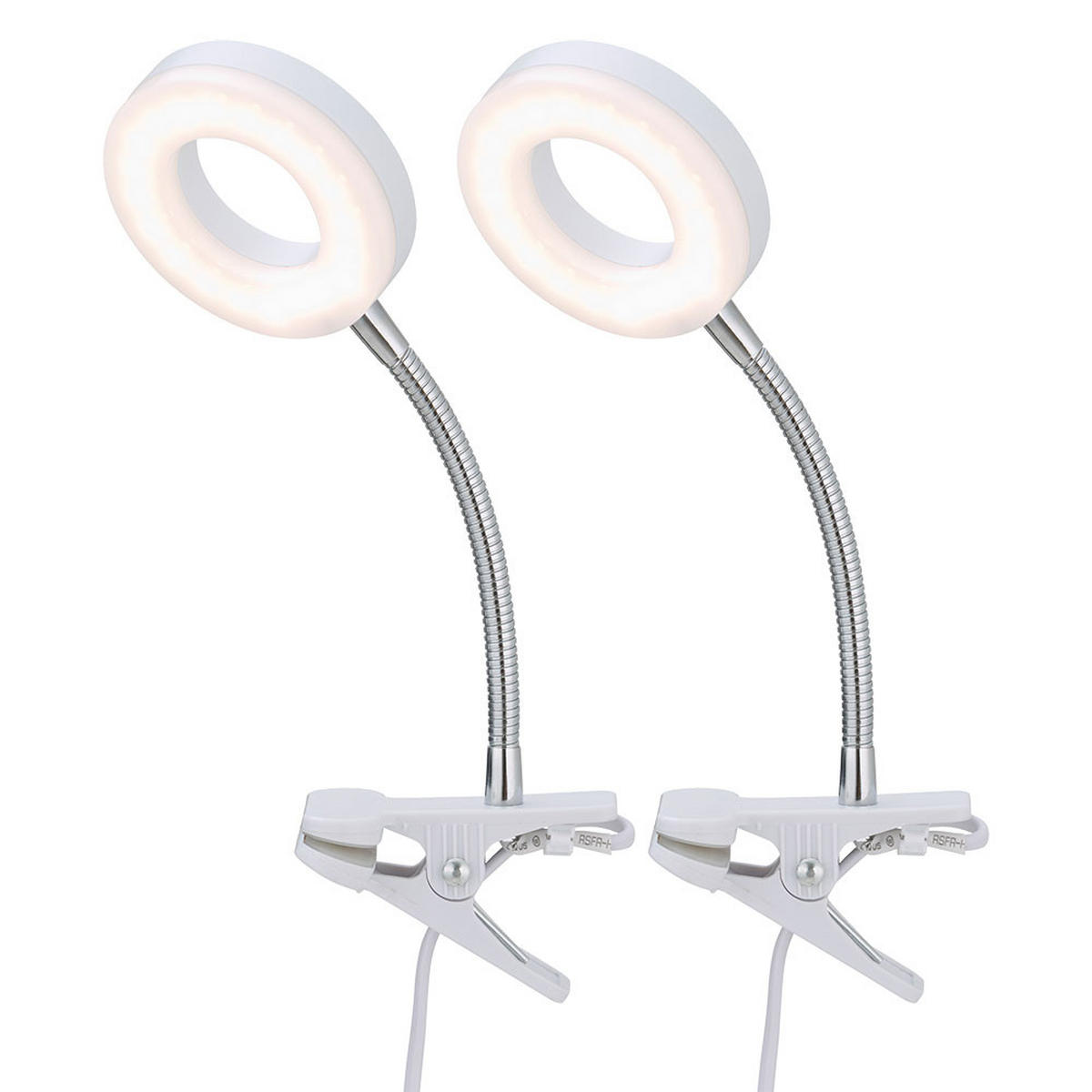 LED TISCHLEUCHTE Metall Weiß beweglich 2er Set - Weiß, Kunststoff (9/9/21cm)