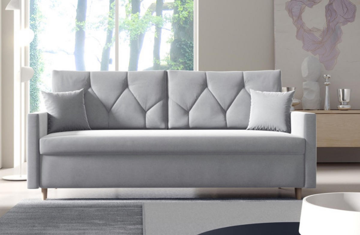 SOFA Hellgrau ARO Mit Schlaffunktion - Grau, Textil (217/100/87cm) - Sepro Meble