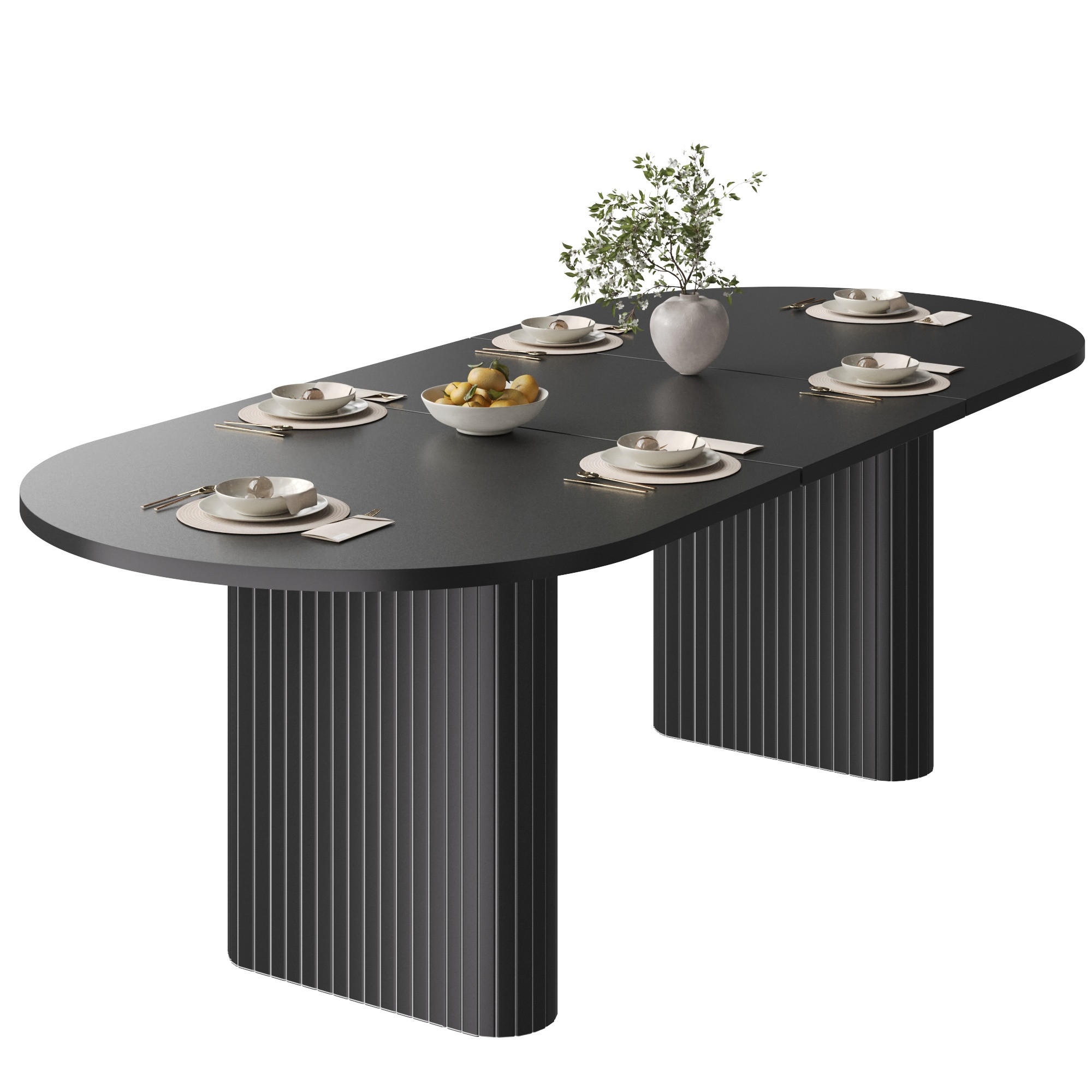 ESSTISCH ausziehbar 120-160/80/75,5 cm DE-39629 Schwarz - Schwarz, Holzwerkstoff (80/120/75.5cm) - ComfortXL