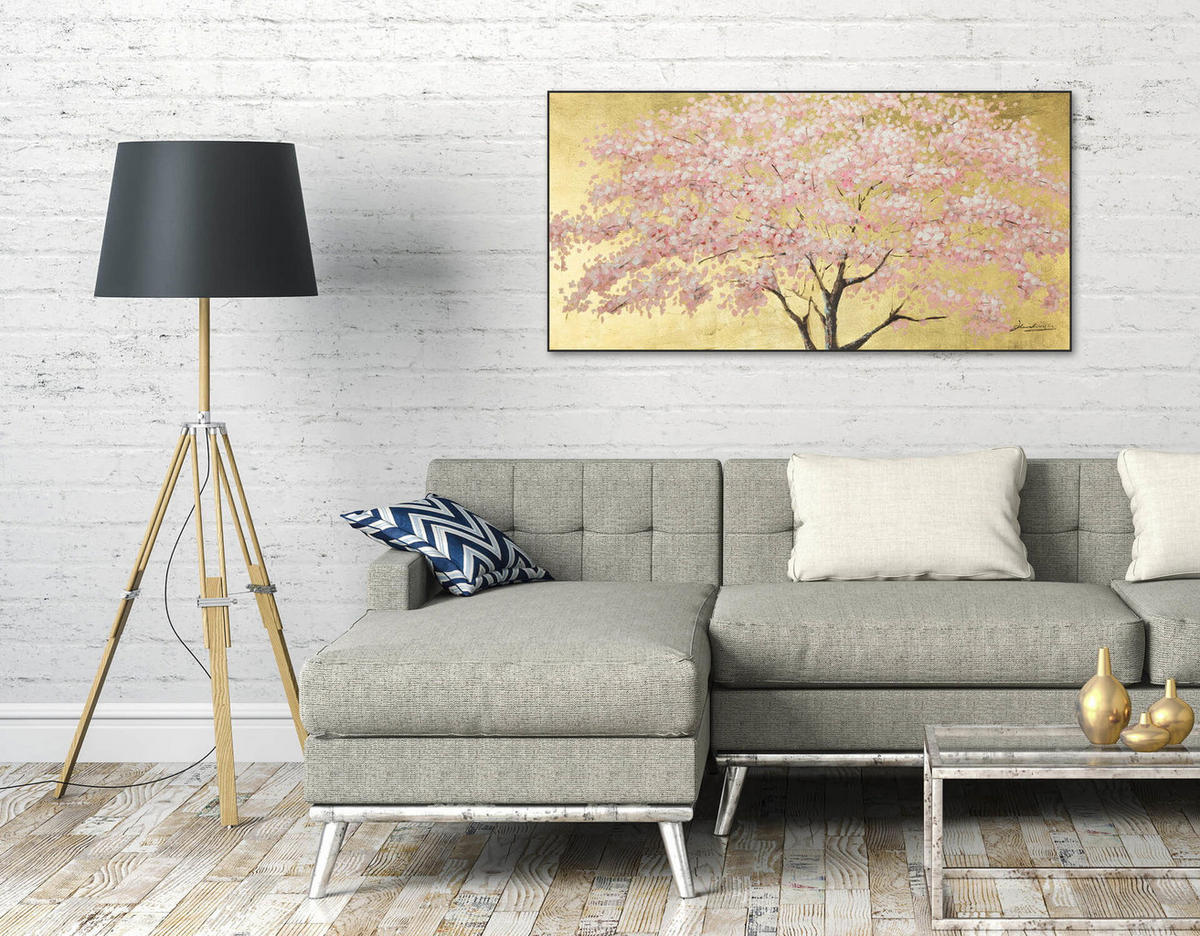 ÖLGEMÄLDE 120/60 cm - Pink/Braun, Holz/Textil (1.88/60cm) - KUNSTLOFT