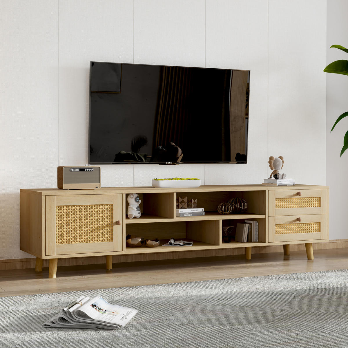 TV-SCHRANK mit Kabelführung 160 cm in Eiche mit 2 Schubladen und 1 Tür - Braun, Holzwerkstoff (39/40.5/160cm) - Beauniv