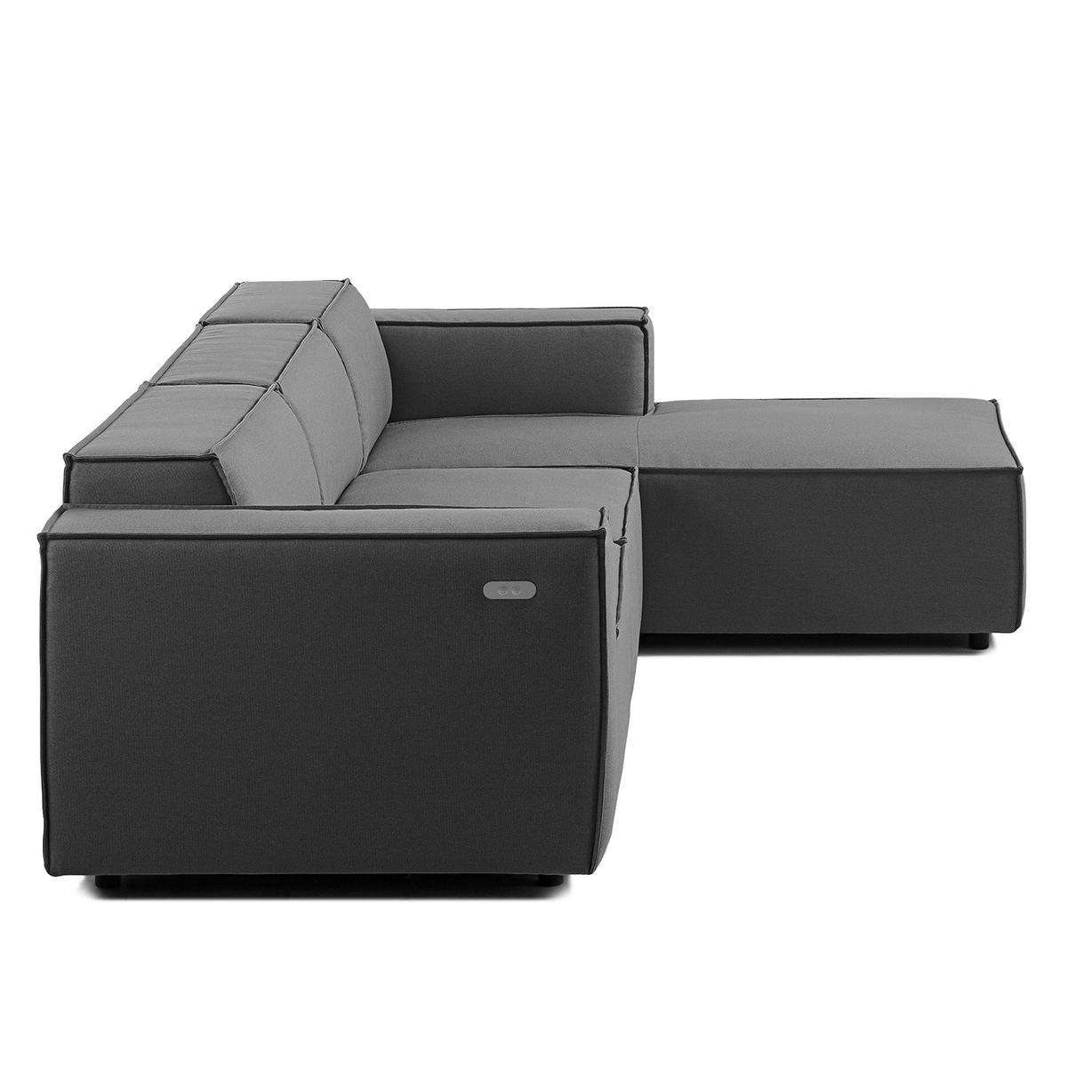 ECKSOFA mit Longchair - Anthrazit/Schwarz, Kunststoff/Textil (294/177cm) - home24