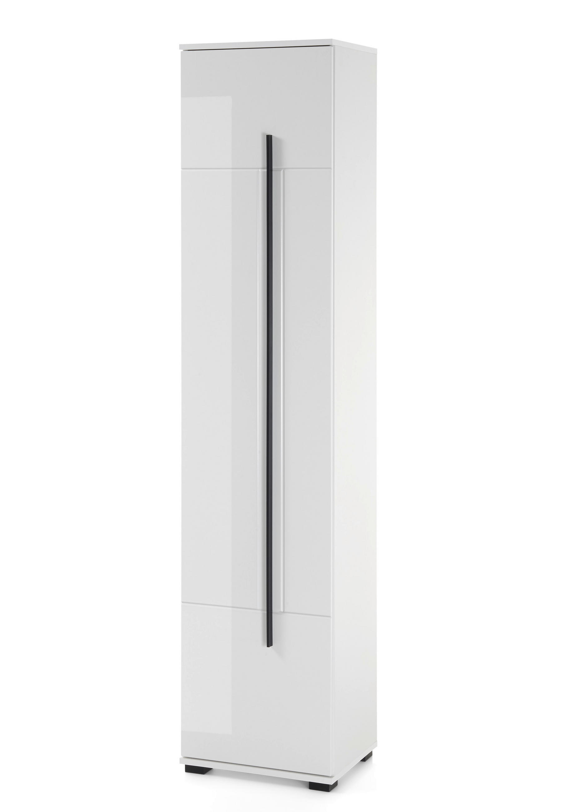 BADSCHRANK M12 Weiß Hochglanz 45/200/35 cm hoch links - Weiß Hochglanz, Holzwerkstoff (45/200/35cm) - Livojo