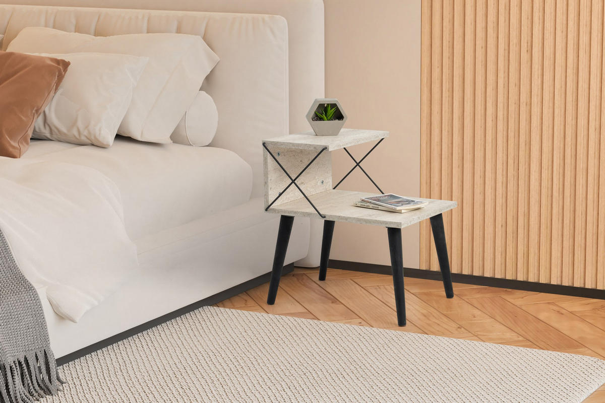 NACHTTISCH cross beige - Beige, Holz (40/55/50cm) - Habitat Garten
