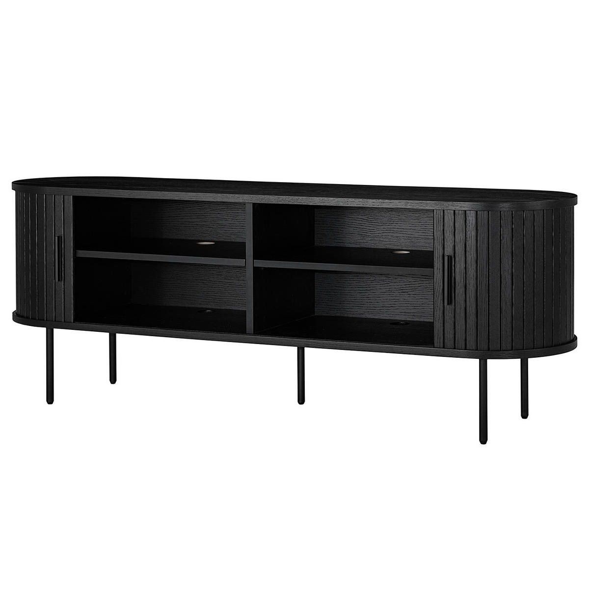 TV-LOWBOARD - MDF / Metall - Eiche - Eichefarben/Schwarz, Holzwerkstoff/Metall (150/55/40cm) - home24