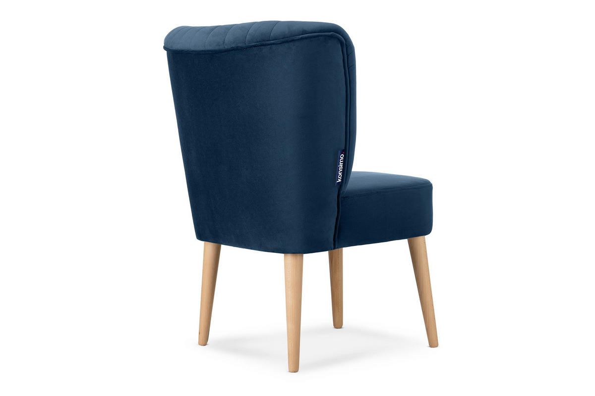 COCKTAILSESSEL DUCO auf hohen Beinen, Marineblau/Buche - Buchefarben/Dunkelblau, Holz/Textil (63/89/65cm) - KONSIMO®