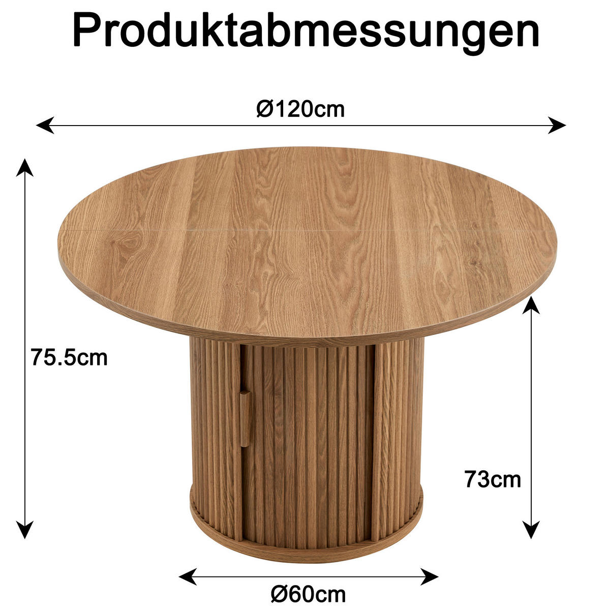 STOL za blagovaonicuik Ø 120 cm orah dekor, okrugli s prostorom za odlaganje - boje oraha, drvni materijal (120/120/75.5cm) - BEAOK