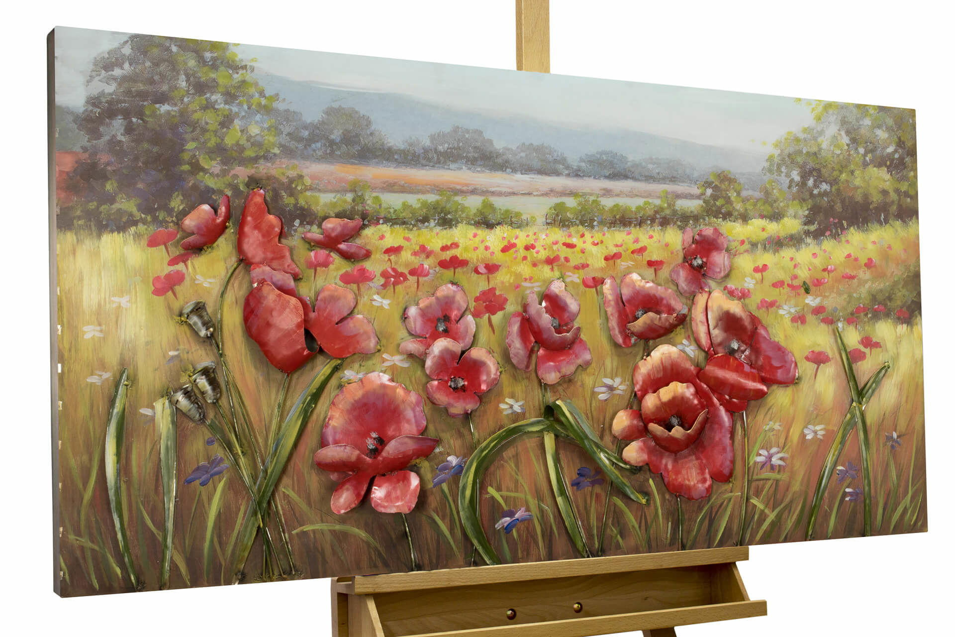 KUNSTLOFT KOVOVÝ OBRAZ ROZKVETLÉ LOUKY, 120/60 CM