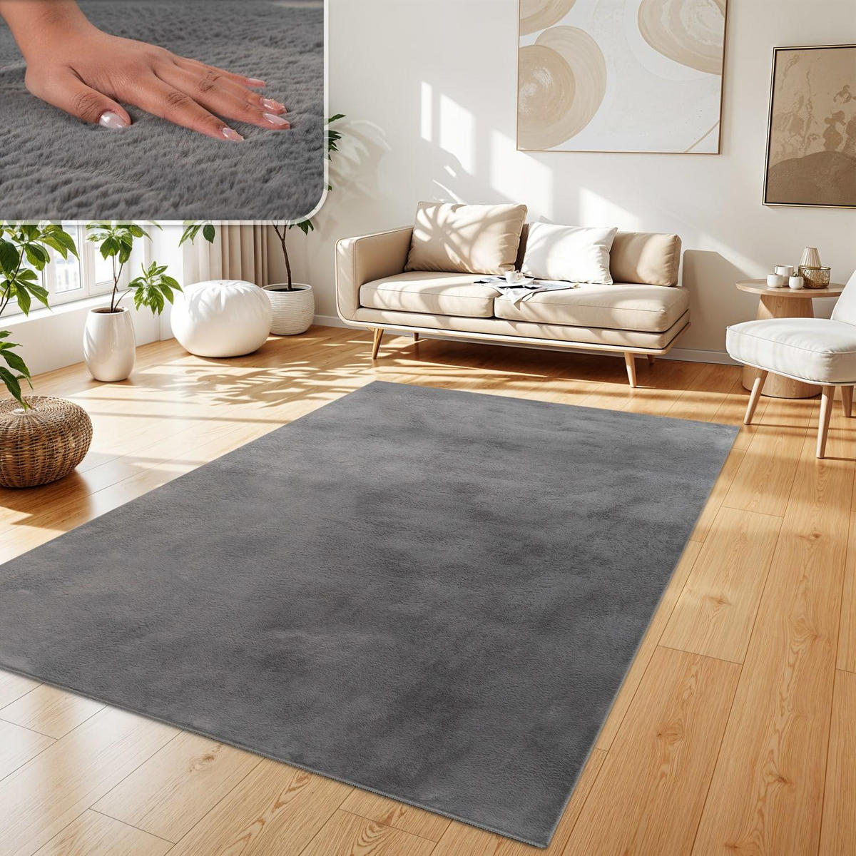 HOCHFLORTEPPICH 120/160 SOFT 380 - Anthrazit, Kunststoff (120/160cm) - Paco Home