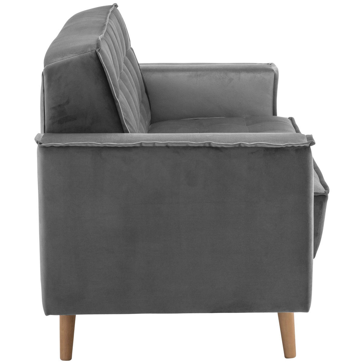 SOFA 2-Sitzer Kavindra Samtvelours anthrazit - Anthrazit, Kunststoff (180/84/78cm) - 58aufmkessel