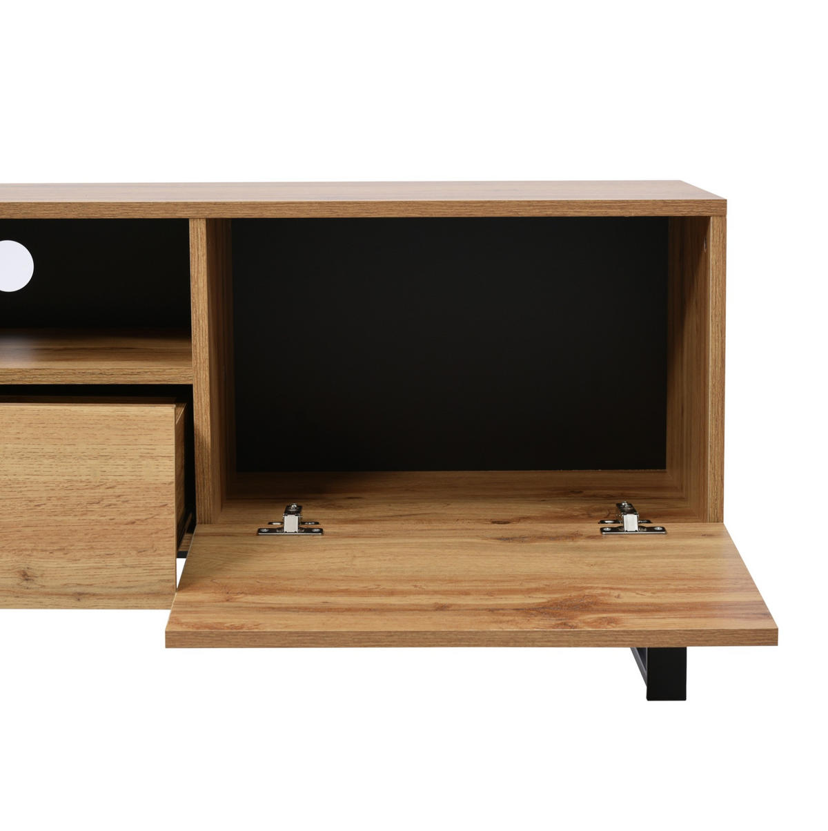 LOWBOARD 190/38/48 cm Schwarz/Naturholz aus MDF mit 2 Türen und 2 Schubladen - Naturfarben, Holzwerkstoff (38/48/190cm) - OKMYHOME