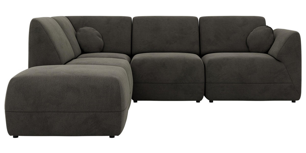 ROHOVÁ SEDAČKA NOARA 5M L Tmavě šedá Samet - Vlevo - černá/tmavě šedá, textil/plast (244/267cm) - MKS