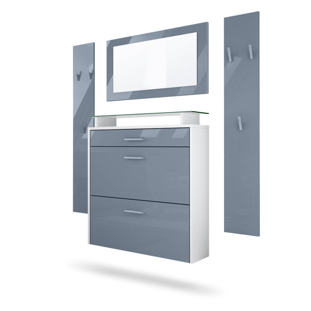 GARDEROBE Malea Front in Grau Hochglanz - Grau, Holzwerkstoff (180/180/23cm) - Vladon