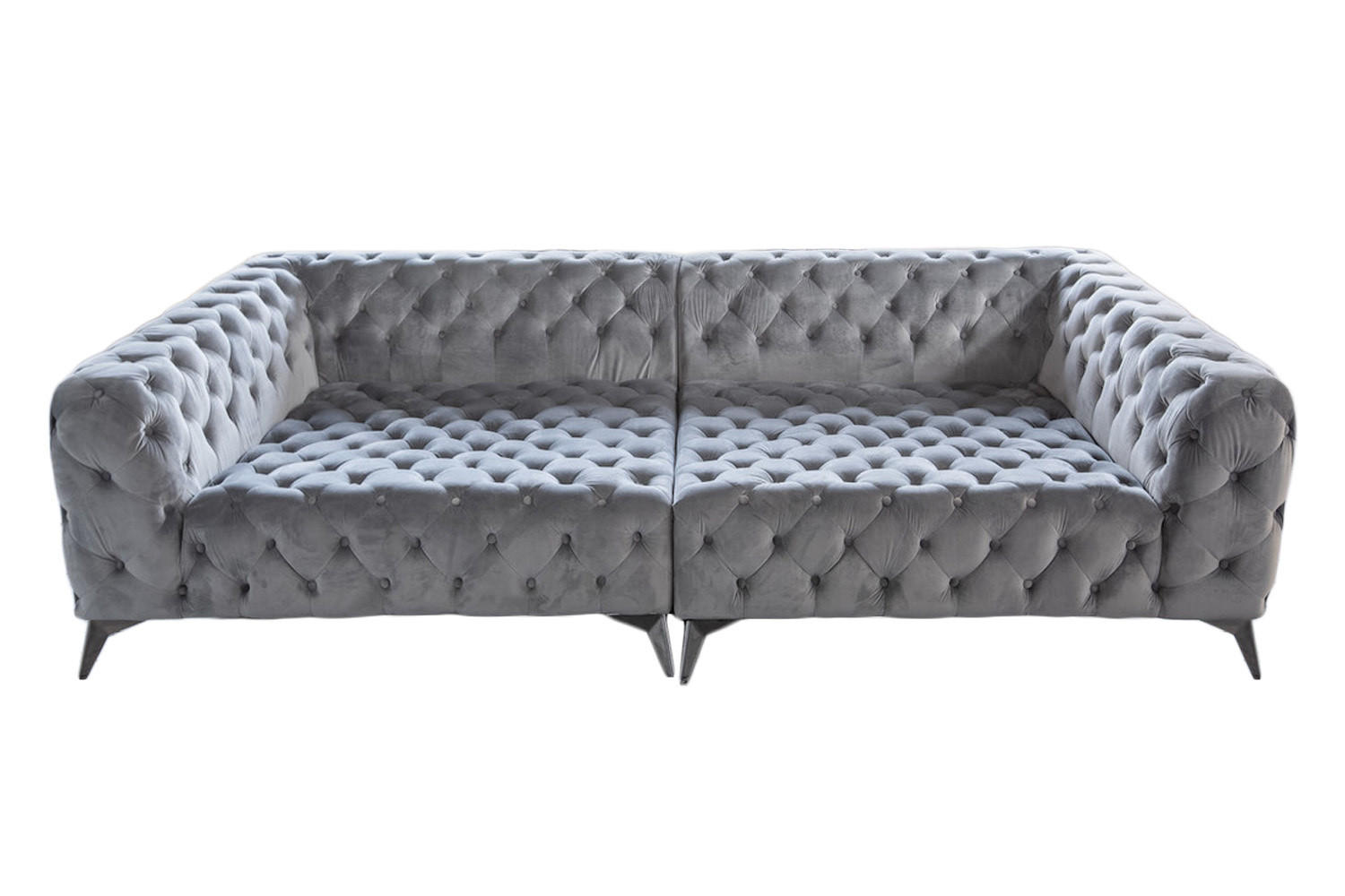 BIG SOFA NARLA Silber Velvet - Silberfarben, Textil (280/70/140cm) - KAWOLA