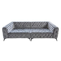 BIG SOFA NARLA Silber Velvet - Silberfarben, Textil (280/70/140cm) - KAWOLA