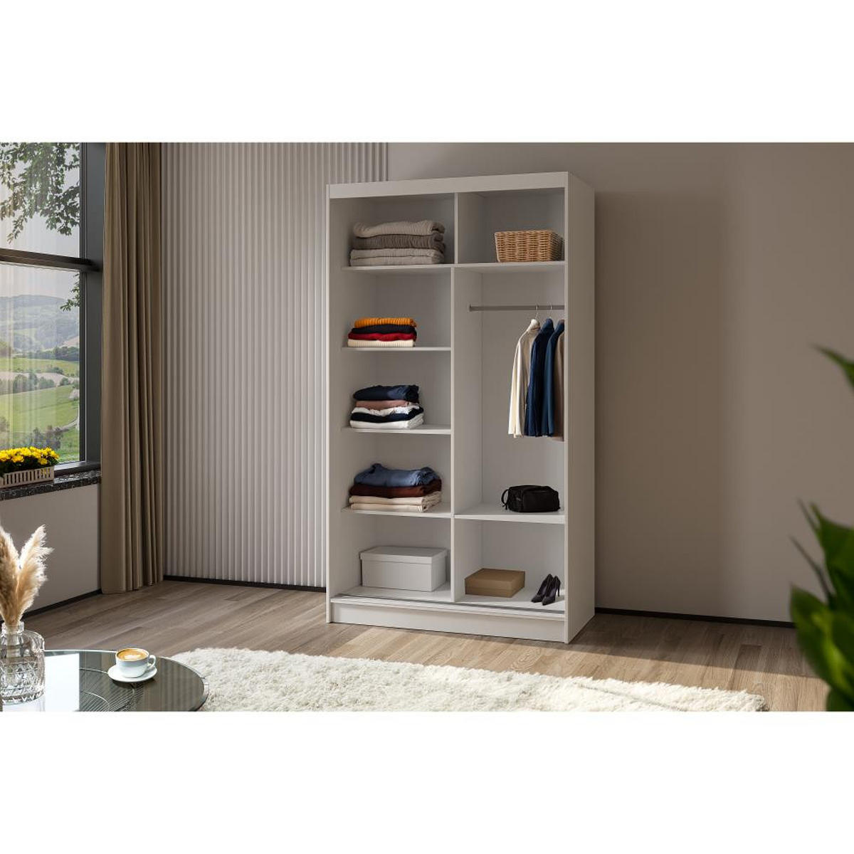 SCHWEBETÜRENSCHRANK Mario 120/216/61 schwarz - Schwarz, Holzwerkstoff (120/216/61cm) - Beautysofa