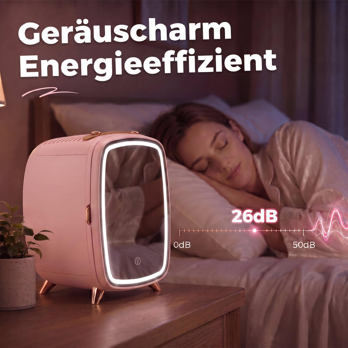 MINI-KOSMETIKKÜHLSCHRANK Kunststoff Glas Rosa - Rosa, Kunststoff (19.4/35.6/24.3cm) - HOMCOM