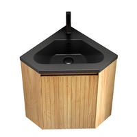 WASCHTISCHUNTERSCHRANK 54.5x38.5x52.4cm Schwarz/Naturholz mit Harzbecken - Naturfarben, Kunststoff (38.5/52.4/54.5cm) - Modfu