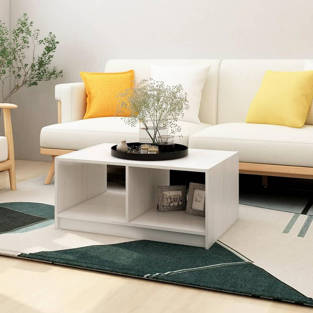 COUCHTISCH Weiß 75x50x33,5 cm Massivholz Kiefer - Weiß, Holz (75/50/33.5cm) - furnicato