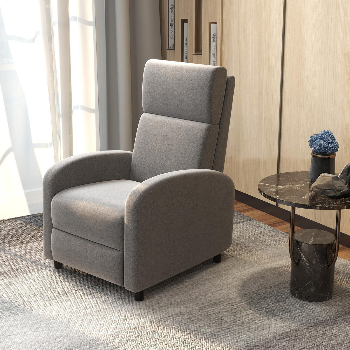 RELAXSESSEL gepolstert Fernsehsessel mit Liegefunktion bis 120 kg Belastbar Grau - Schwarz/Grau, Kunststoff/Textil (86/102/64cm) - HOMCOM