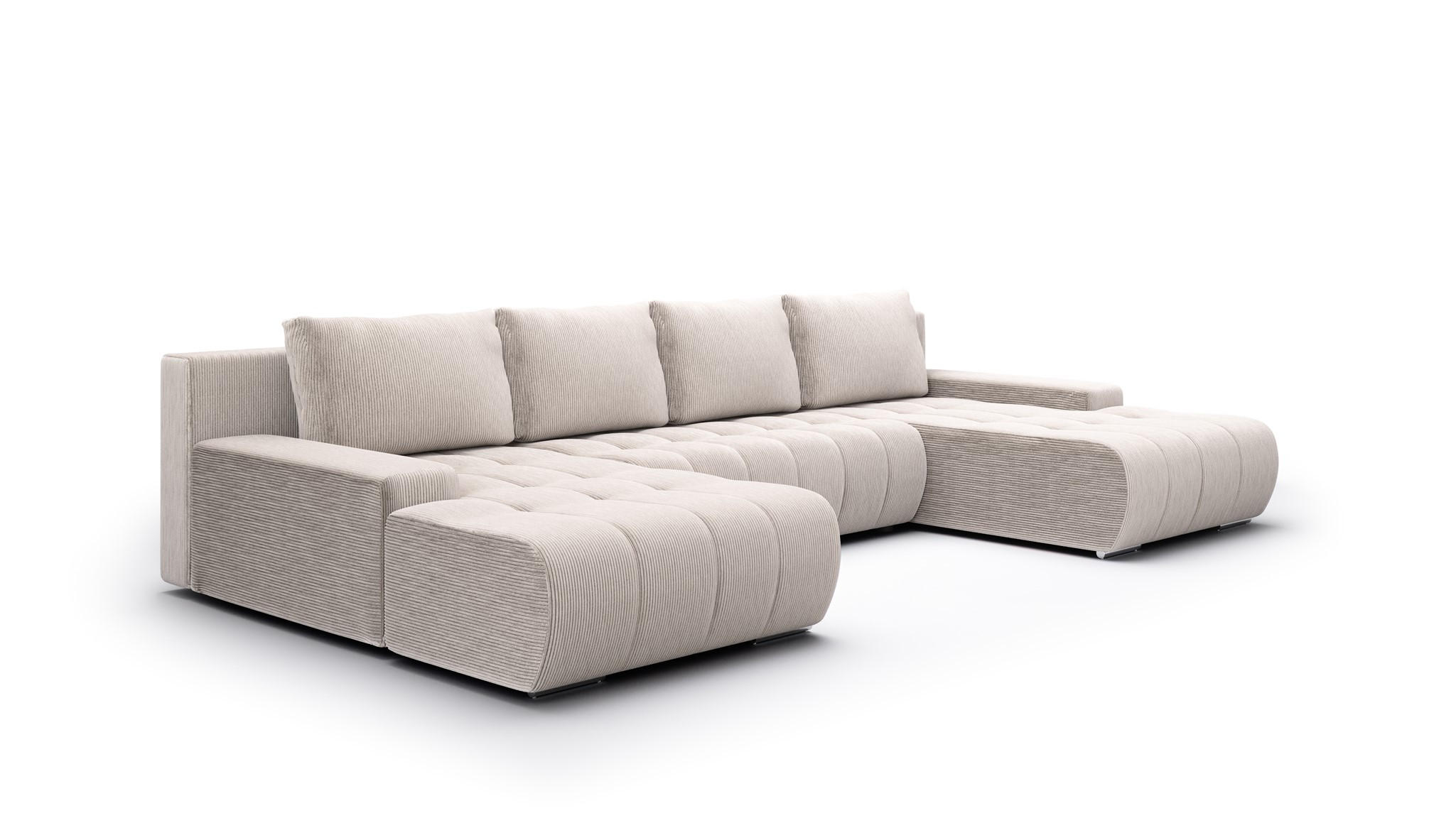 WOHNLANDSCHAFT Vogar In Poso - Creme, Holzwerkstoff/Textil (350/85/185cm) - Fun Möbel